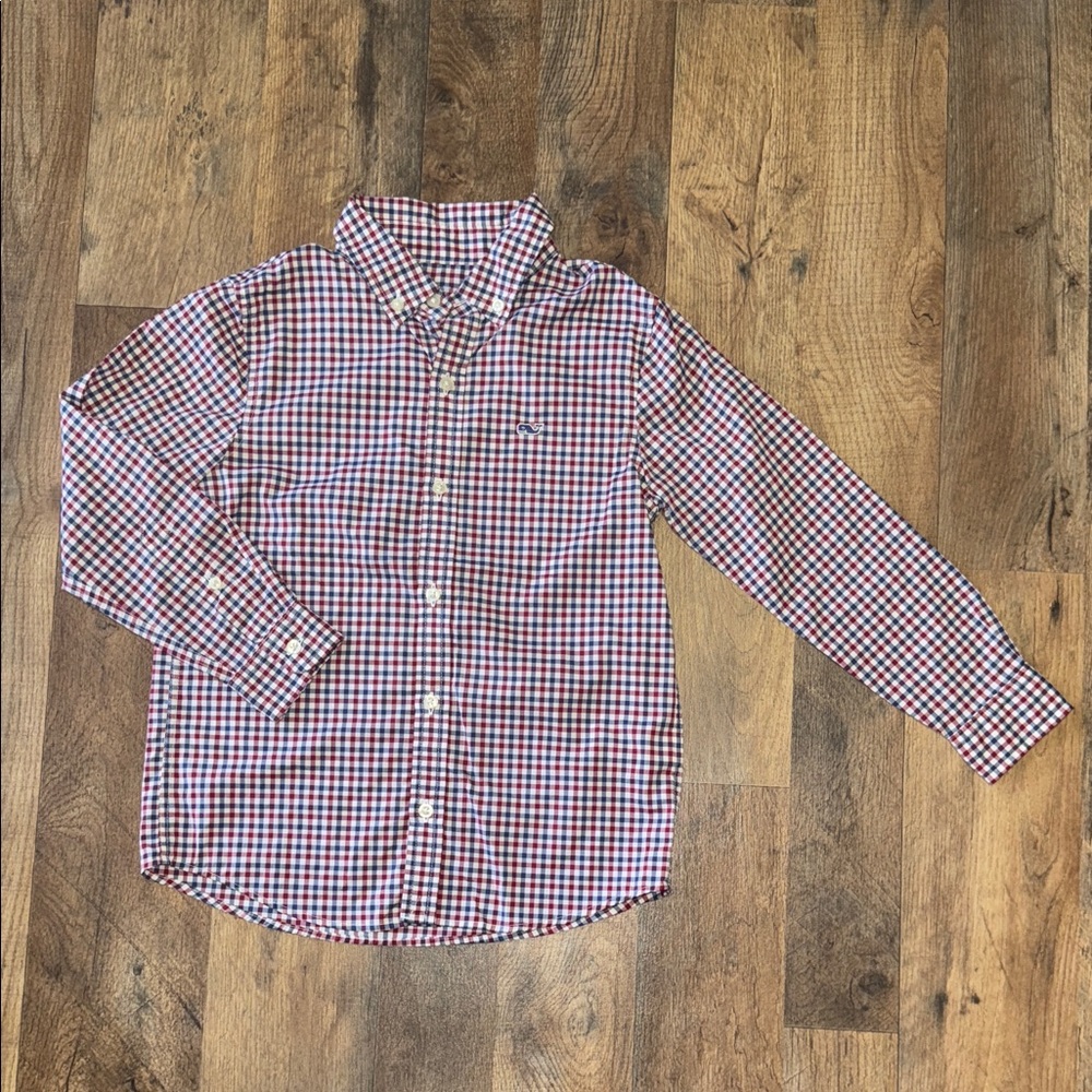 Vineyard Vines Maroon & Navy Check Shirt 6